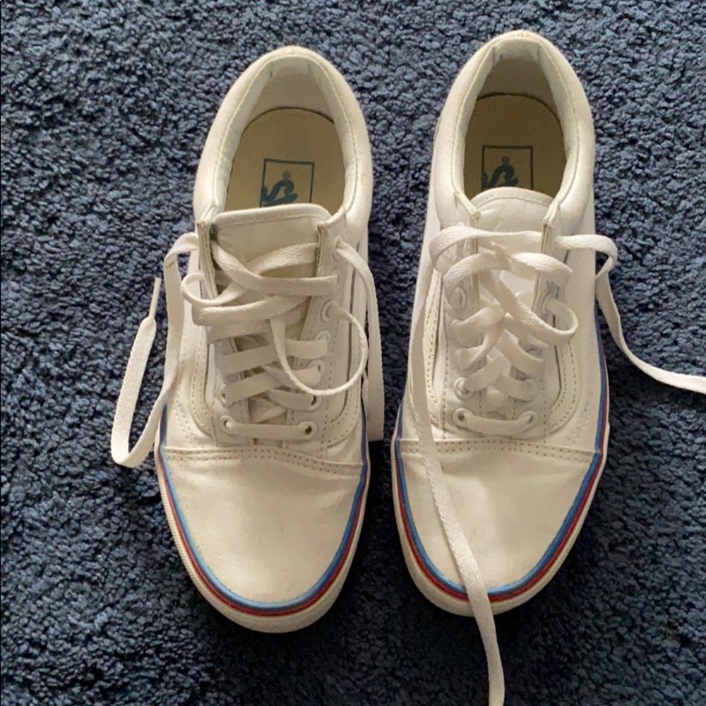 WHITE VANS w/ Rainbow Trim